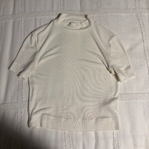 BABATON Mock Neck Ribbed Tee – XS (White)